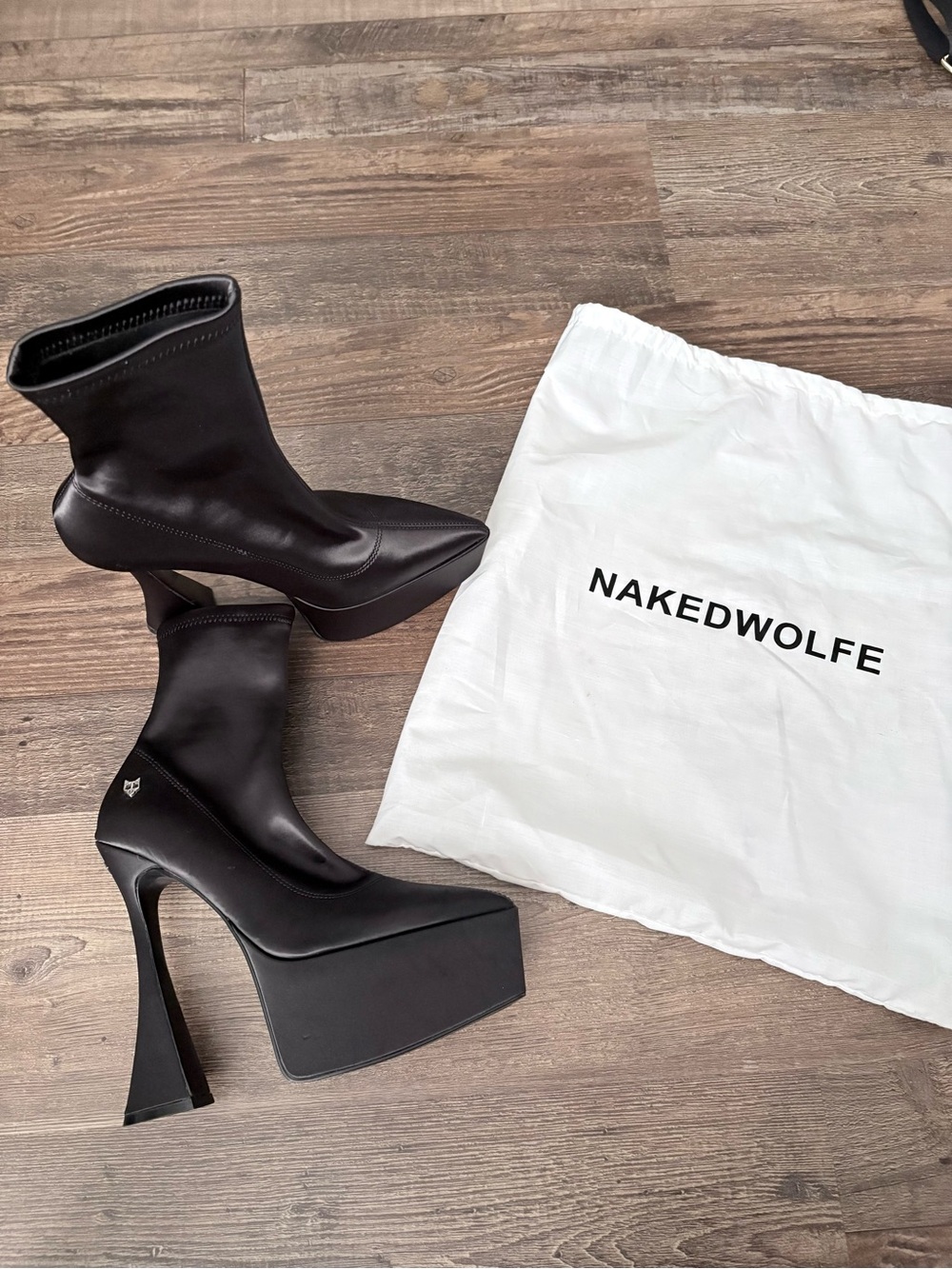 Naked Wolfe Opal Platform Sock Stretch Heel Boots/Booties 6